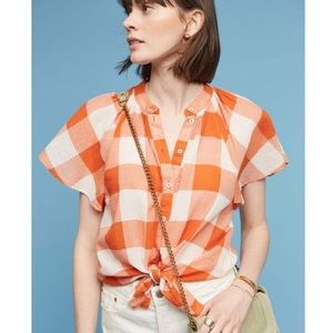Maeve Gingham Flutter Blouse